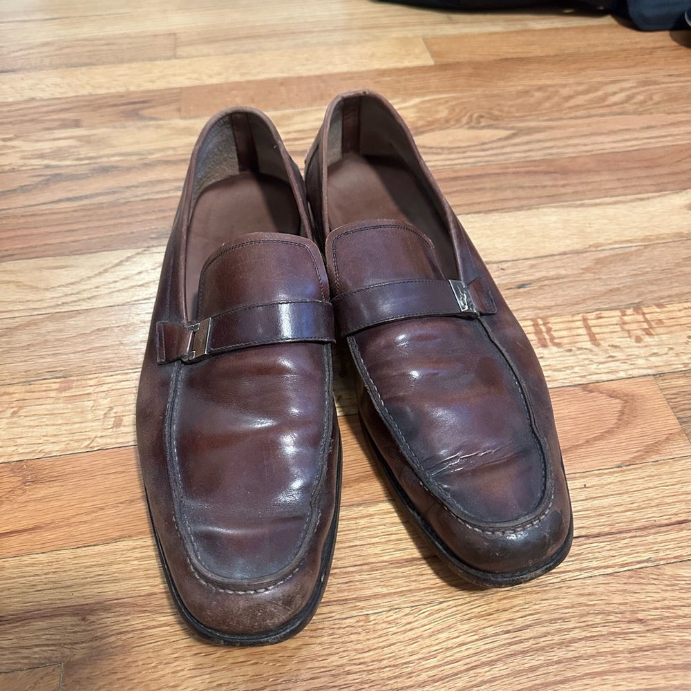 Salvatore Ferragamo Dark Brown Leather Loafers